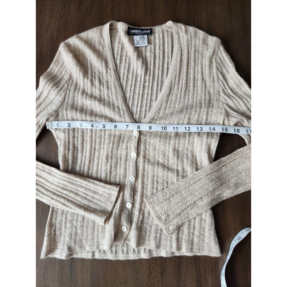 Lamberto Losani Women's Cashmere Beige Tank & Cardigan Set Size M Pre-owned - Picture 9 of 11